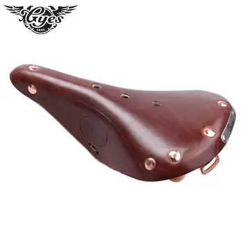 

TWTOPSE Gyes Classic Leather Bicycle Saddle For Brompton Folding Bike Retro Vintage Bicycle Seat Cushion CR-MO Rail Cow leather