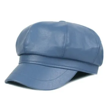 blue XdanqinX Женская кепка из искусственной кожи Newsboy s элегантная дамская модная брендовая Кепка женские осенне-зимние шапки Snapback Кепка Студенческая Кепка - Цвет: blue