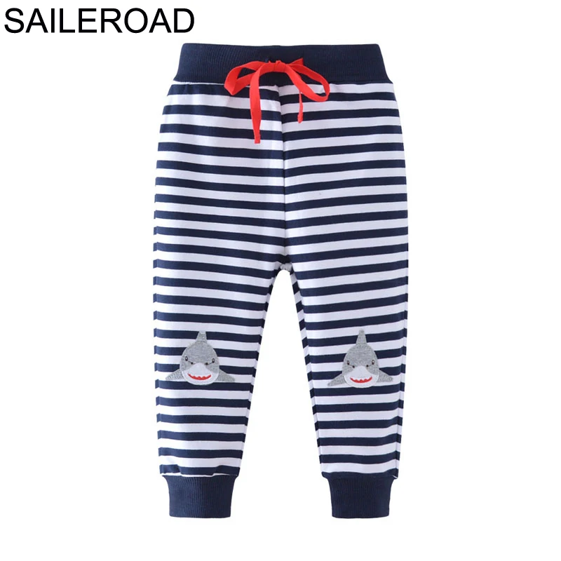 SAILEROAD/брюки для мальчиков с вышивкой в виде акулы осенние штаны для мальчиков от 2 до 7 лет хлопковые спортивные штаны для малышей Meninos Calcas