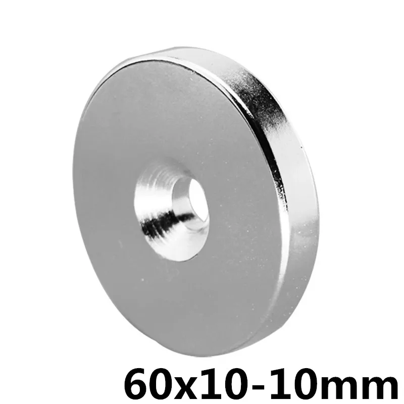 

1/2/3pcs 60x10-10mm Magnet 60x10Hole 10mm Round Neodymium 60*10-10mm Magnetic Magnets N35