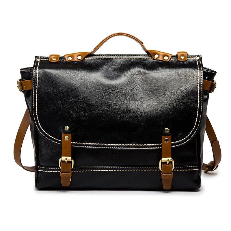 

Large Capacity Casual PU Leather Briefcase Bags Black Waterproof Male Business Bags Shoulder Bag Office Handbag Totes Designer