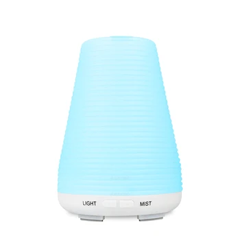 

100ML Ultrasonic Air Humidifier Aroma Essential Oil Diffuser with Wood Grain LED Lights for Office Home