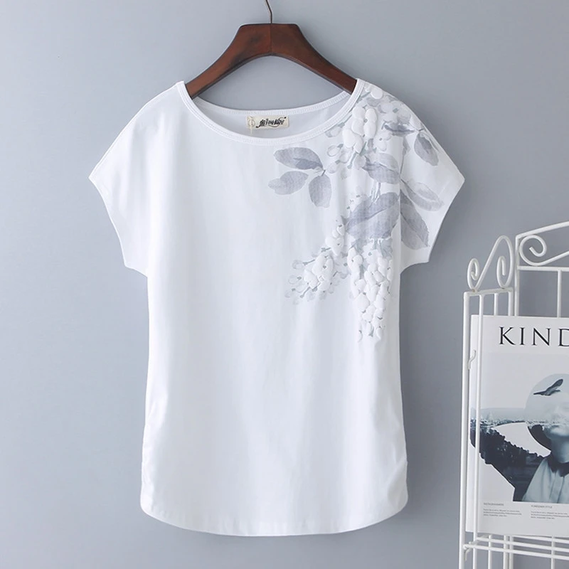Women's Loose Short-Sleeve T-Shirt, Summer Tees, Female