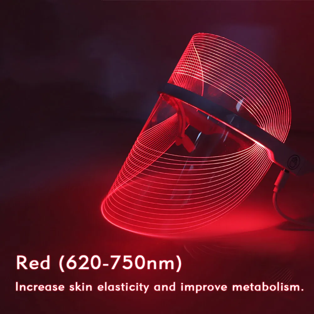 Антивозрастной светодиодный светильник маска для лица микротоковая цветная фотонная Маска Для Кожи Шеи спа Лечение Красота подтягивающее устройство морщин Акне терапия