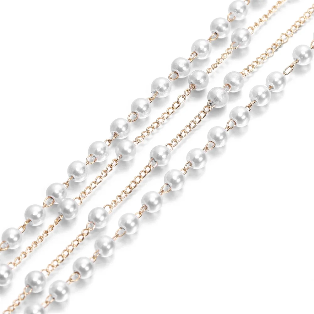 

0.5-5Meters Imitation Pearl Beaded Chains For DIY Bracelet Necklace Jewelry Making Accessories Supplies Handmade Crafts Ornament