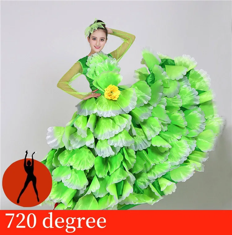 Юбка в стиле фламенко Фламенго, испанское платье, бальная юбка для сцены, бальный костюм, платье для танцев SL1449 - Цвет: long  green  720