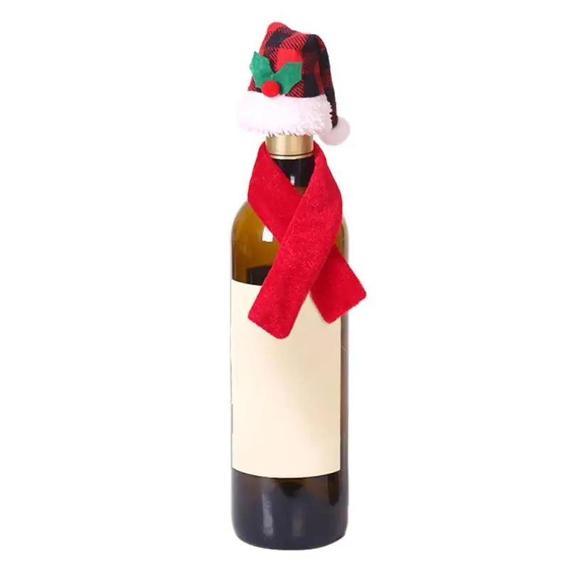 Веселая Рождественская елка Милая крышка для бутылки с красным вином Санта Клаус снеговик лося Вина Сумки для дома вечерние украшения на Рождество год свадьбу - Цвет: round hat