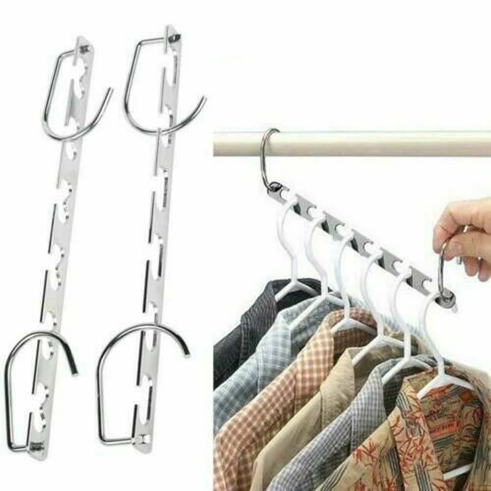 2-10pcs Metal Magic Hanger Clothes Closet Organizer Hook Space Saver Racks 