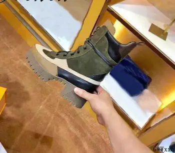 

New Luxury Brand Genuine Leather Sexy Platform Autumn WInter Boots Thick Heel Lace Up Motorcycle Boots Shoes Women