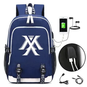 

Hot Monsta X Rucksack Backpack Bag USB Fashion Port/ Lock Headphone Inter Teenagers Student School Travel Laptop Bag
