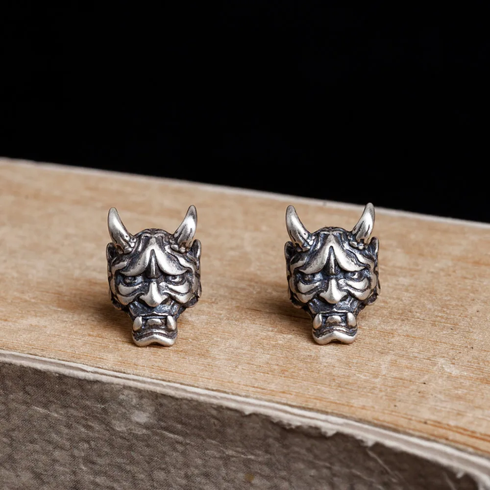 Personality 100% Real 925 Sterling Silver Skull Stud Earrings Vintage Punk Rock For Women Men Boys Cool Jewelry | Украшения и