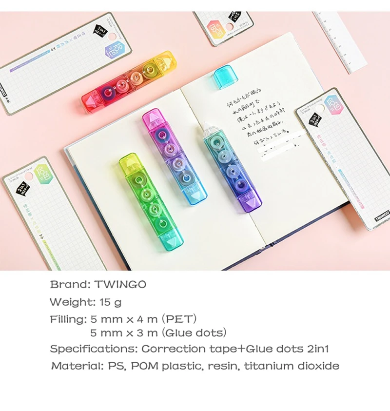 1 Piece Random Color Cute Candy Color Double Sided Adhesive Roller Glue  Tape for Scrapbooking Card Making Crafts DIY Journal