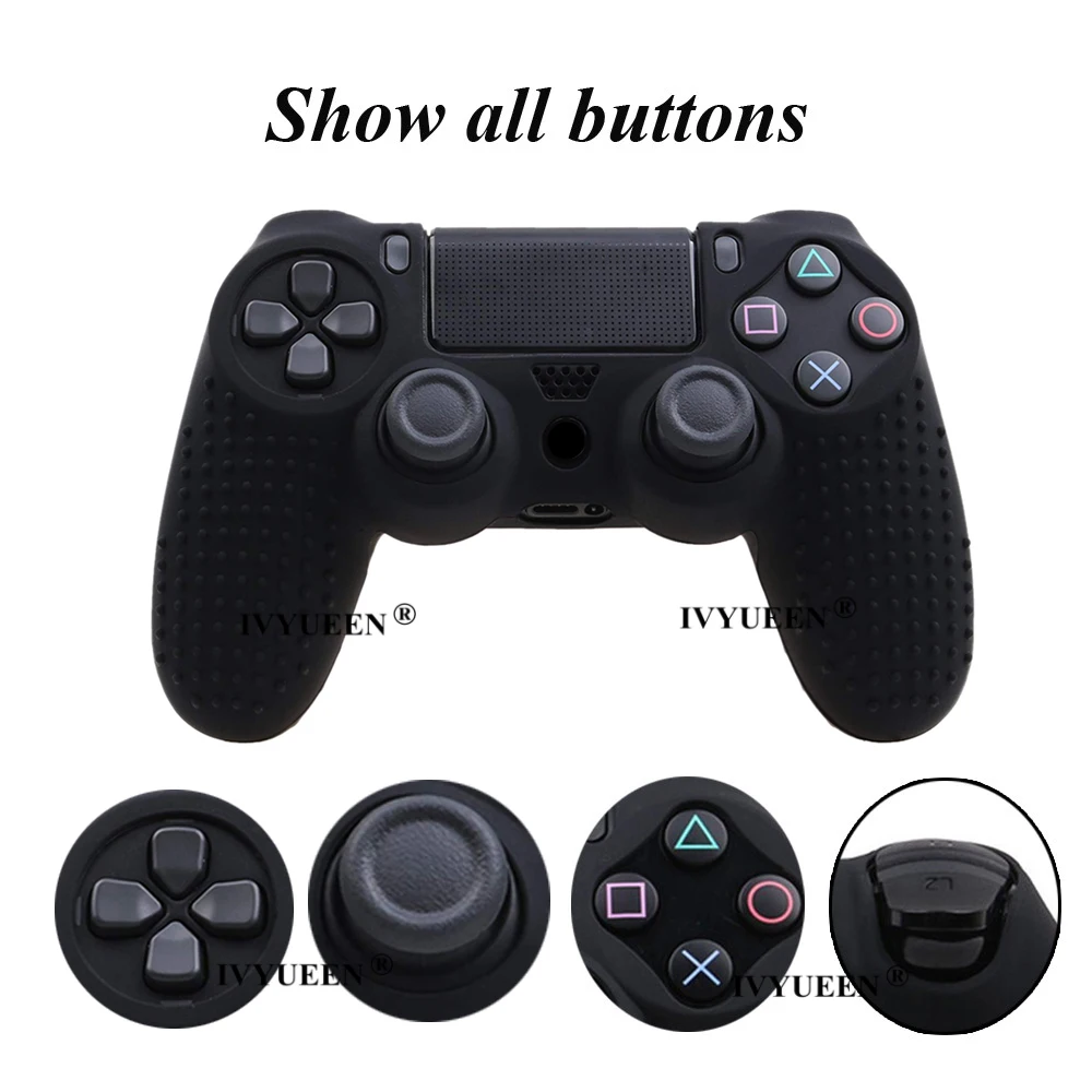IVYUEEN 9 в 1 для Dualshock 4 PS4 Slim Pro контроллер Шипованная Кожа Премиум Защитный Противоскользящий Мягкий силиконовый чехол-накладка