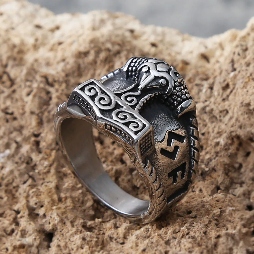 Bague Large Bague Homme Argent Viking Bague Viking Avec Marteau De