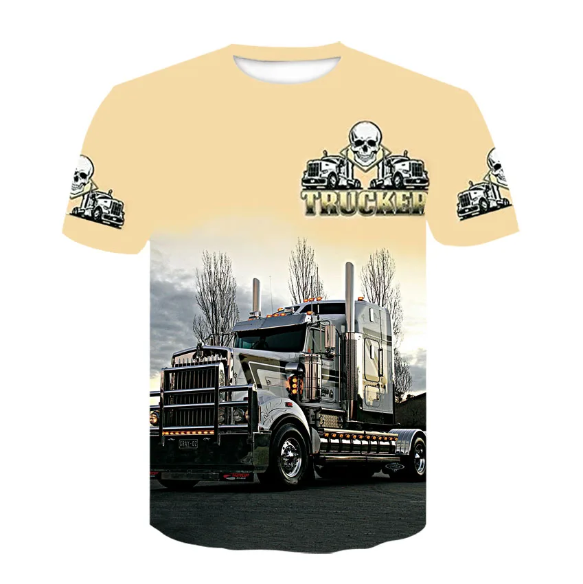 2021 Summer New Style Men and Women 3D Printing Car Truck Fashion Short-sleeved T-shirt Hip-hop Personality Casual Stree | Мужская