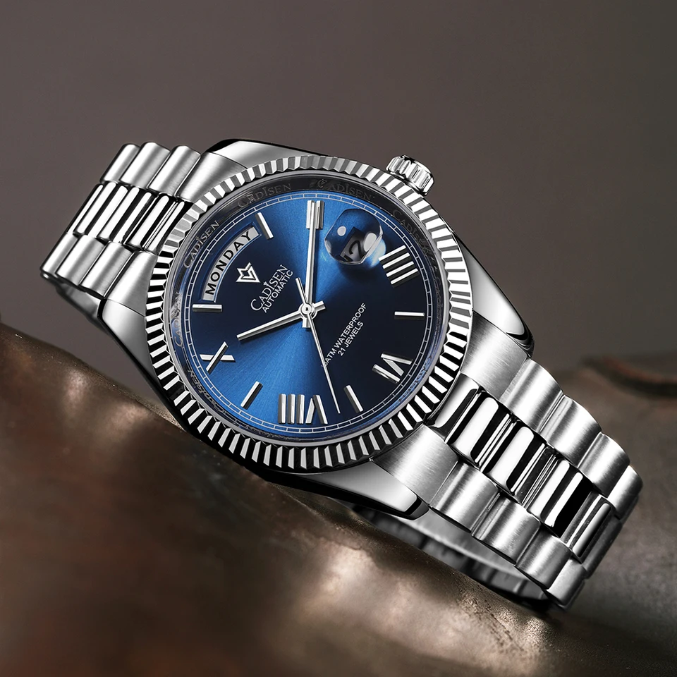 Cadisen Orologio Uomo Automatico Meccanico – Vetro Zaffiro, 10 ATM, Acciaio, Movimento Miyota 8285
