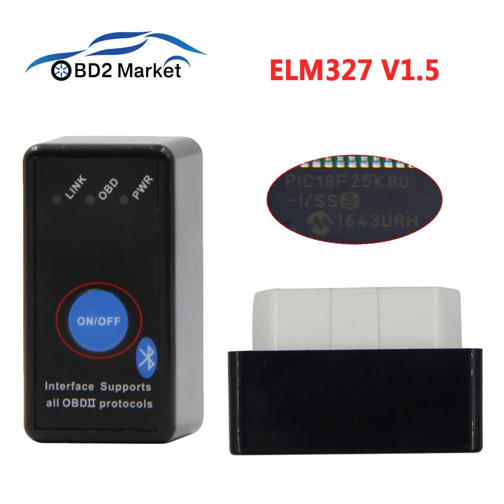 OBD2 elm327 v1.5 автомобильный диагностический bluetooth obd2 сканер диагностический инструмент с PIC18F25K80 поддержка J1850 протокол odb2 elm327 1,5