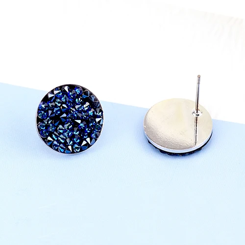 BAFFIN круглые серьги-гвоздики Роскошные Кристаллы от Swarovski проложить серебряный цвет пирсинг для женщин шикарный подарок синий цвет ювелирные изделия - Окраска металла: Rhodium Plated