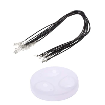 

10Pcs Leather Band Collar 2Mm Necklace Necklace + Clasp & 1Pcs DIY Silicone Pendant Water Drop Gem Mold