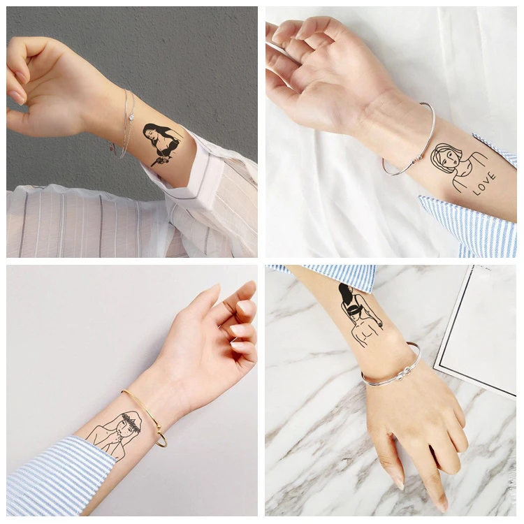 Пикантные татуировки девушку Тати старой школы поддельные Body Art Временные