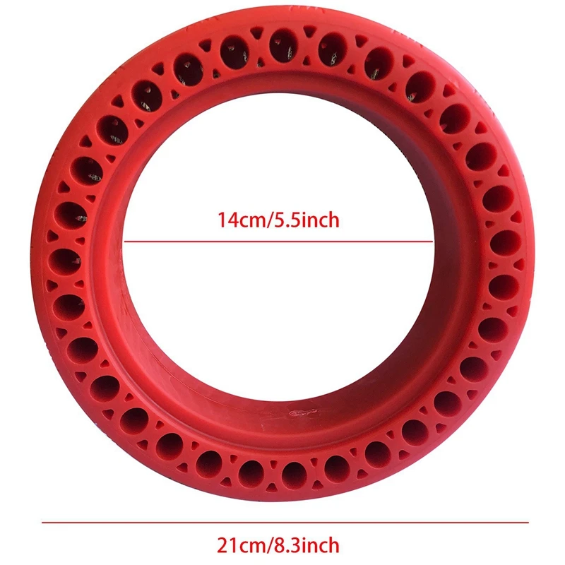 2 Pcs Durable Scooter Tyre Anti-Explosion Tire Tubeless Solid Tyre for Xiaomi Mijia M365/Ninebot Electric Scooter(Blue with Red