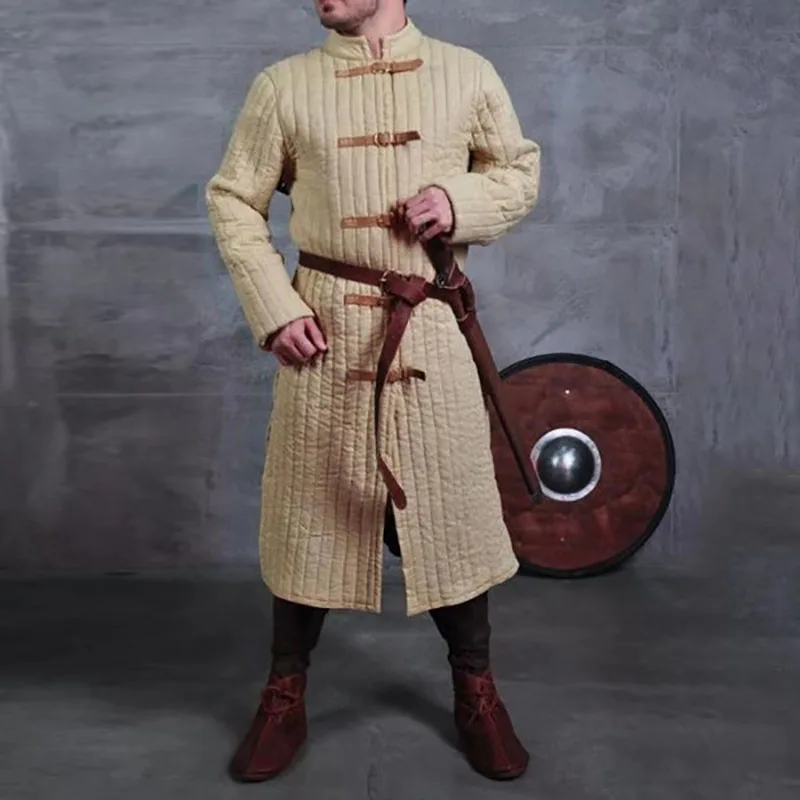 Kleding Herenkleding Pakken Middeleeuwse Viking Armor Gewatteerde Long Gambeson Mouwloos 