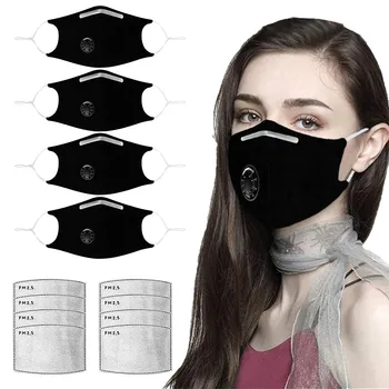 

4PCS Unisex Outdoor mondkapjes herbruikbaar Dustproof Radiation Protection mondkapjes wasbaar volwassen Face Masks+ 8PCS Filters