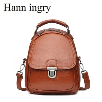 

HANN INGRY Teenage Girl School Bag Retro Quality PU Fashion Shell Backpack Female Multifunctional Outdoor Solid Travel Bag H307D