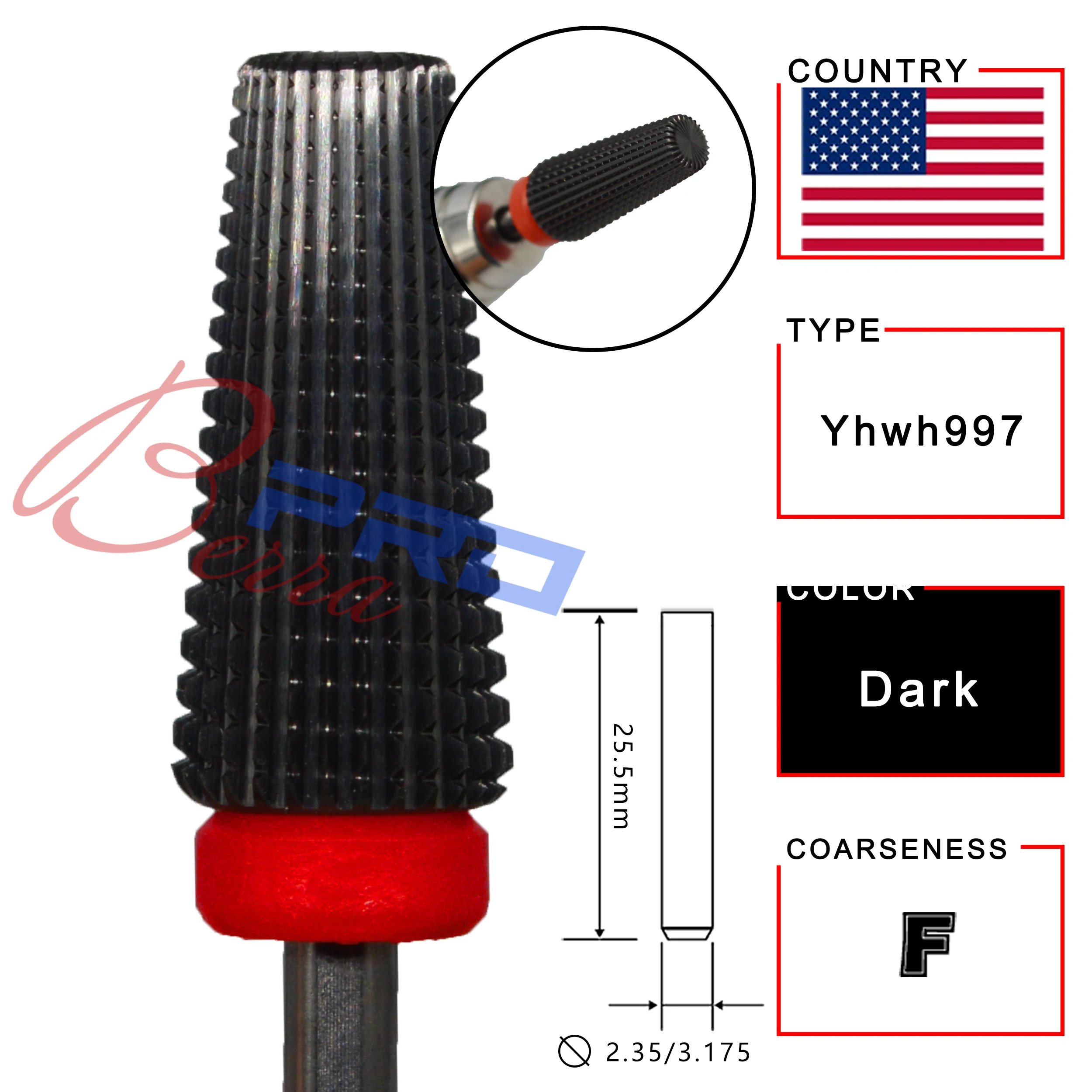 Cortador de Carboneto de Tungstênio Proberra Super Round Cutícula Unha Limpo Broca Rebarbas Aço Bit 6 Proberra super round bit cutícula prego limpo