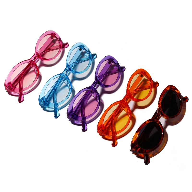 Маленькие размеры, Овальные Солнцезащитные очки для женщин, яркие цвета, модные солнцезащитные очки, розовые, желтые, фиолетовые, градиентные очки для женщин, UV400 81381