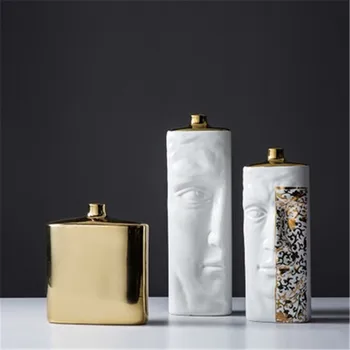 

Modern Creative Abstraction Stereoscopic Human Face Ceramics Vase Creative Living Room Flower Arrangement Home Decor A1709