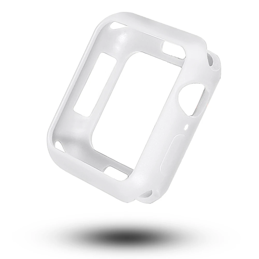 Мягкий силиконовый защитный чехол для Apple Watch Series 5 4 3 2 Чехол с эффектом потертости легкий бампер для наручных часов iWatch, 40/44/38 мм/42 мм аксессуары - Цвет: White