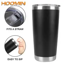 

HOOMIN With Lids Water Bottle 20oz Insulated Leakproof Beer Cups Thermal Mug Tumbler Vacuum Stainless Steel With Lids