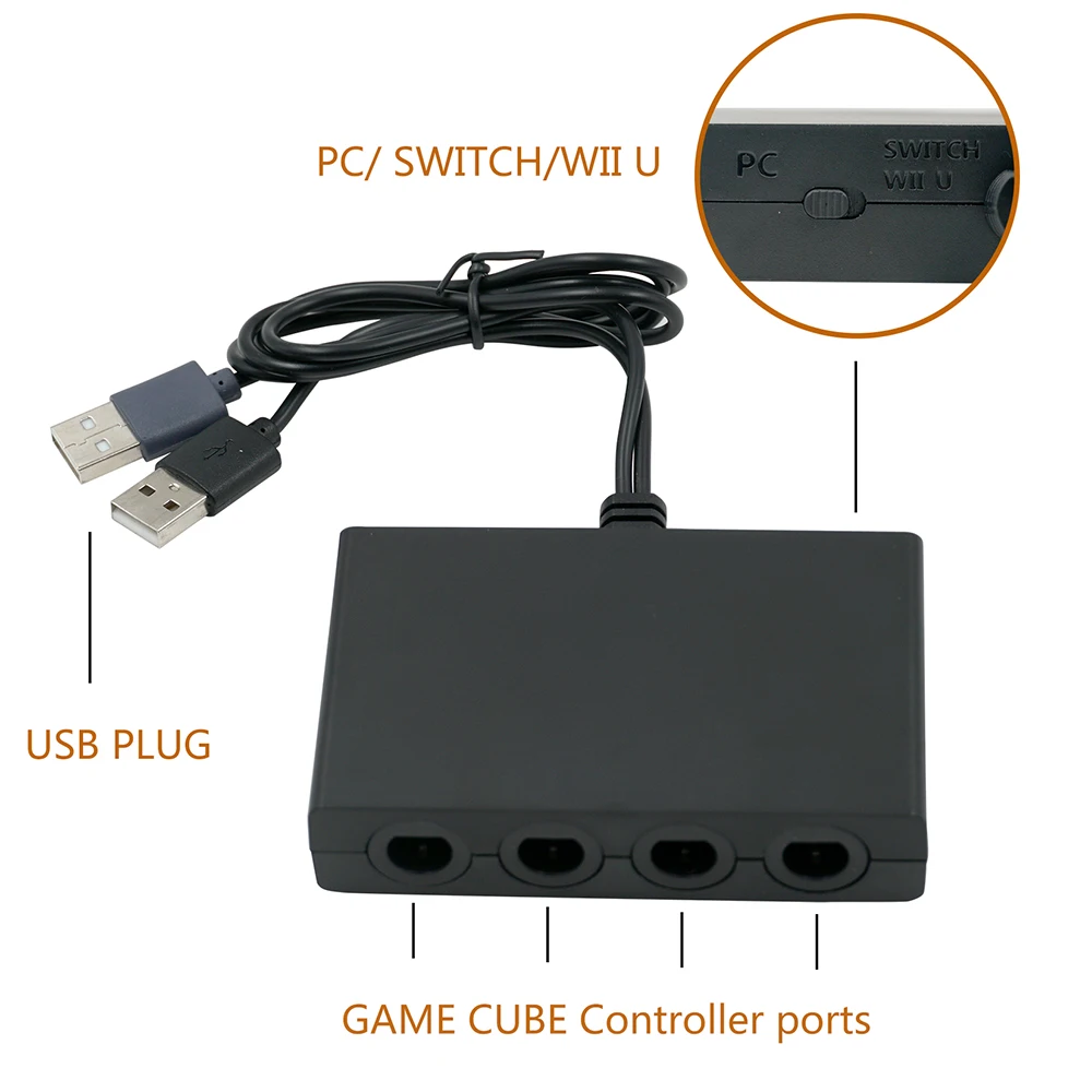 

ipega XB-018 4 Ports Gamecube Controller 4.8-5.3V Adapter for N-Switch for Wii U/PC/Windows for XP/Vista/7/8/ for Linux for Mac
