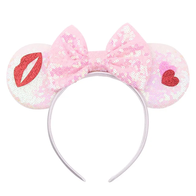 Disney Mickey Stitch Frozen Ears Headband Sequins Hair Bows Charactor For Women Festival Hairband Girls Hair Accessories Party 18