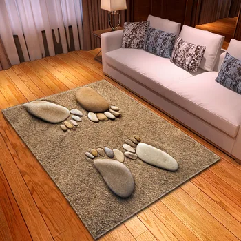 

Mordern 3D Stone Footprints Carpets Kids Room Bedside Area Rug Flannel Baby Crawling Play Mat Living Room Carpet for Home Decor