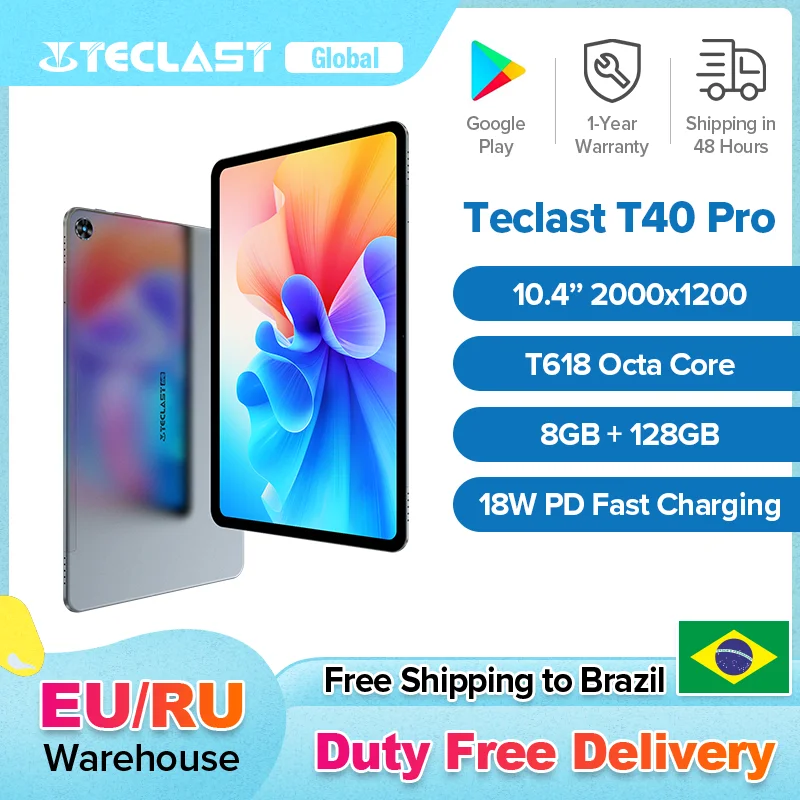Teclast T40 Pro 10 1-дюймовый планшет с восьмиядерным процессором ОЗУ 8 Гб ПЗУ 4 ГБ 13 МП и Мп