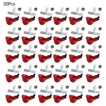 

30 Pcs Poultry Automatic Water Drinking Cup Feeding Watering Bowl Bird Hen Chicken Drinker Coop Feeder
