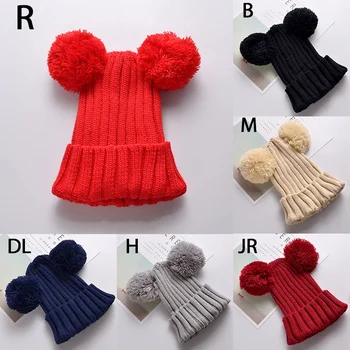 

2019 Winter Hats For Kid Knit Beanie Baby Hat Children Fur Hats For Girls Boys Warm Crochet Pom Baby Cap