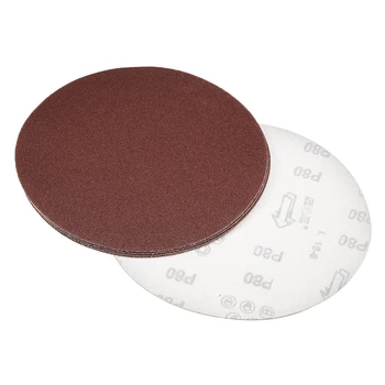 

uxcell 8-inch Hook and Loop Sanding Discs, 80-Grits Aluminum Oxide Flocking Sandpaper for Random Orbital Sander 5pcs