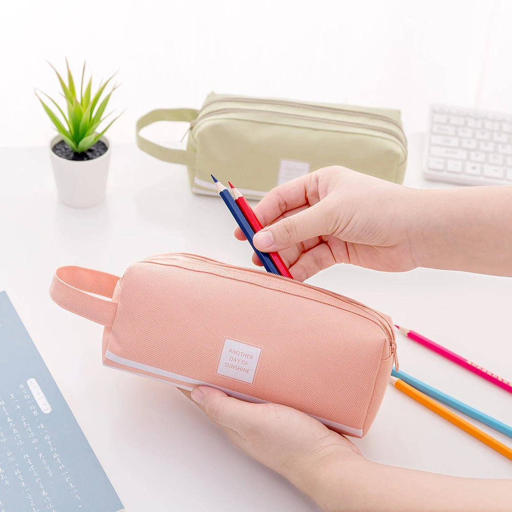 

Large Capacity Double Zippers Pen Holder Organizer Stationery Travelling Multi-Functional Cosmetic Bag