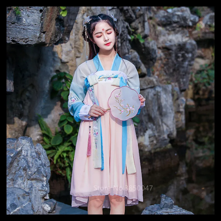 Color8 Hanfu фея косплей Традиционный китайский национальный костюм для женщин Винтаж Тан Костюм Древний китайский стиль Emboridery Новогодняя одежда - Цвет: Color8