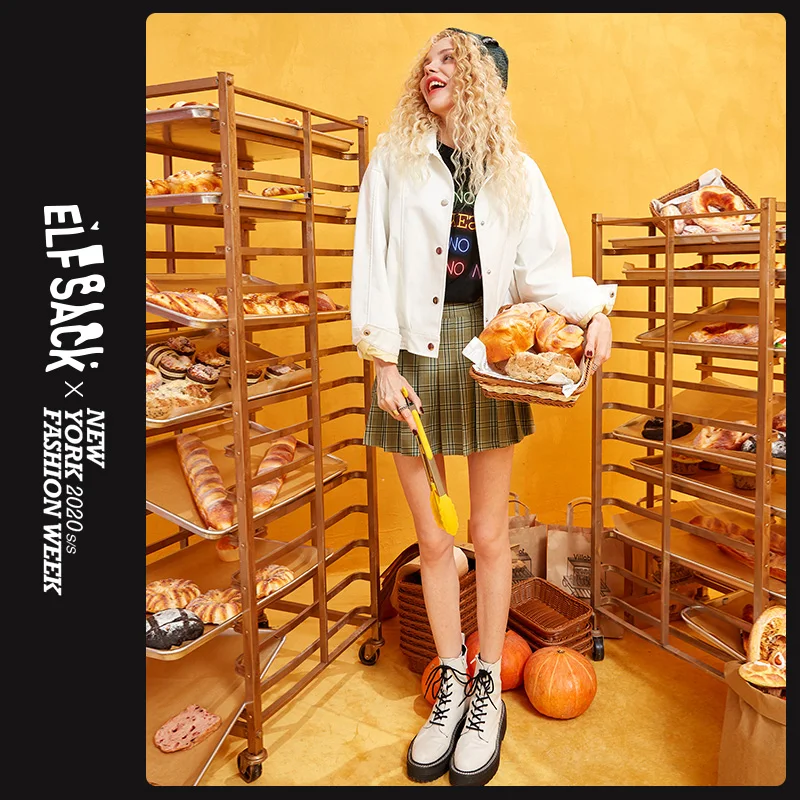 3504.07 руб. 25% СКИДКА|ELFSACK Pig вышитая пуговица спереди кожаная куртка пальто женская одежда 2019 Осень корейский стиль повседневная женская верхняя одежда-in Базовые куртки from Женская одежда on Aliexpress.com | Alibaba Group