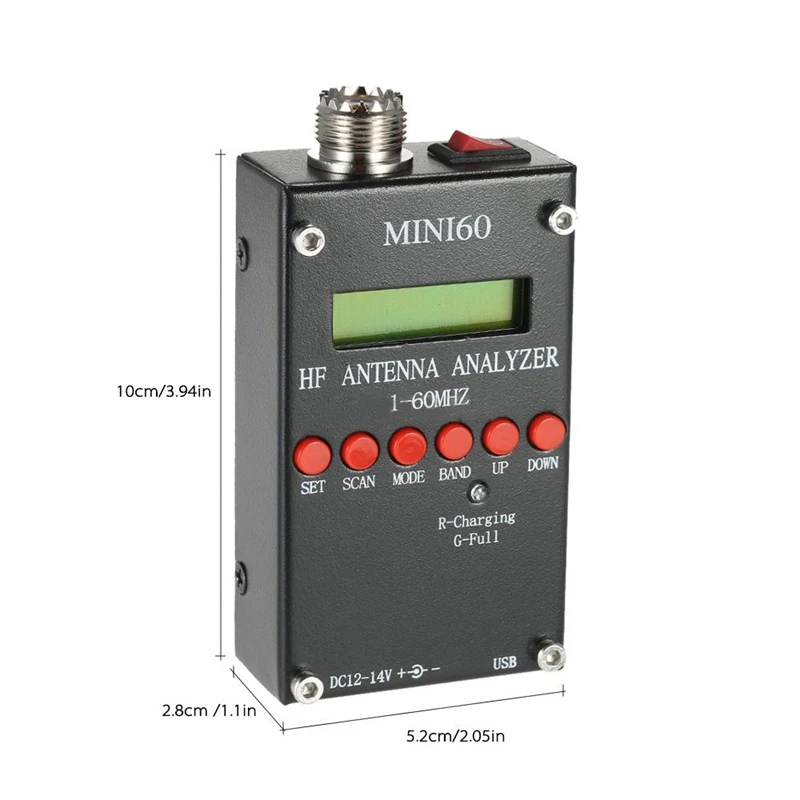 Mini60 1-60 МГц HF ККСВ Антенный Анализатор метр для радиолюбителей хоббистов V0T5