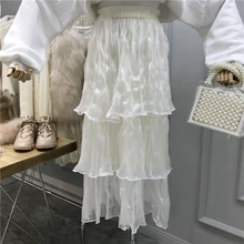 Темпераментная сморщенная юбка осень и зима новая дикая Высокая юбка с тонкой талией