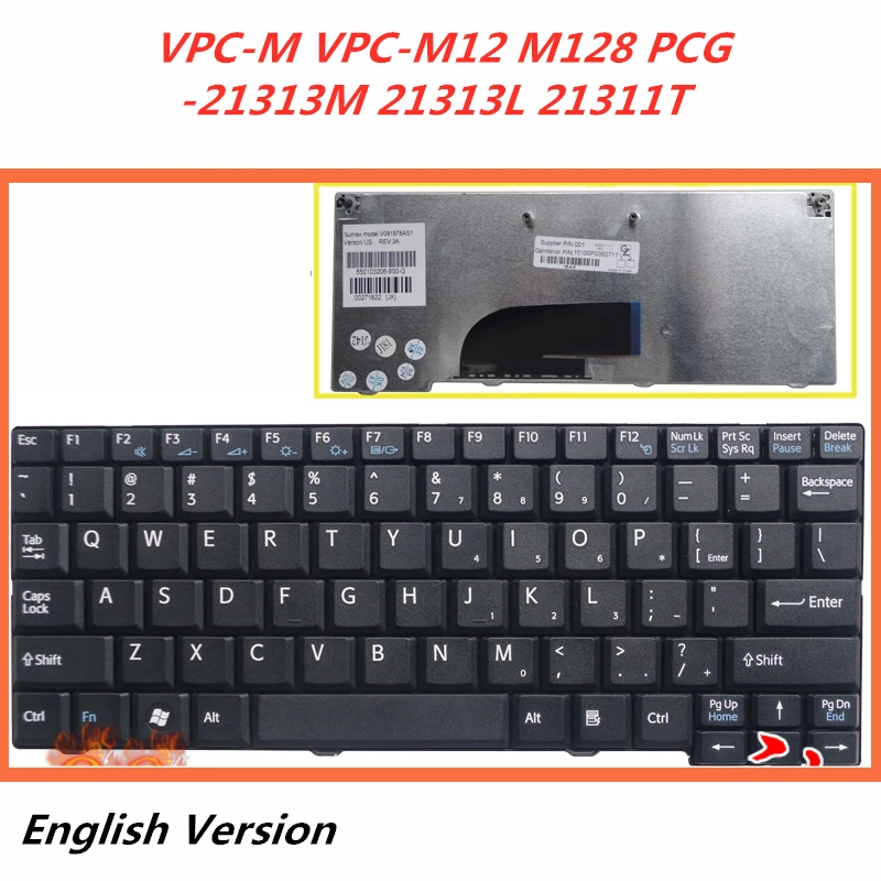 Английская клавиатура для ноутбука SONY VPC-M VPC-M12 M128 PCG-21313M 21313L 21311T сменная Клавиатура для ноутбука