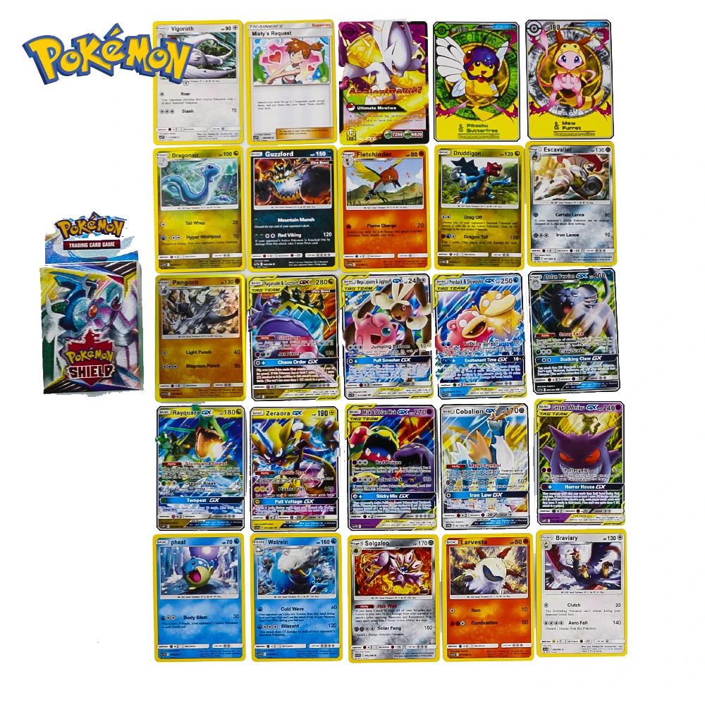 25 шт., Pokemon GO Cards, GX, кроссовки TGA TEAM BREAK, 3D флэш-карта, меч и щит, солнце и луна, коллекционный подарок, детская игрушка