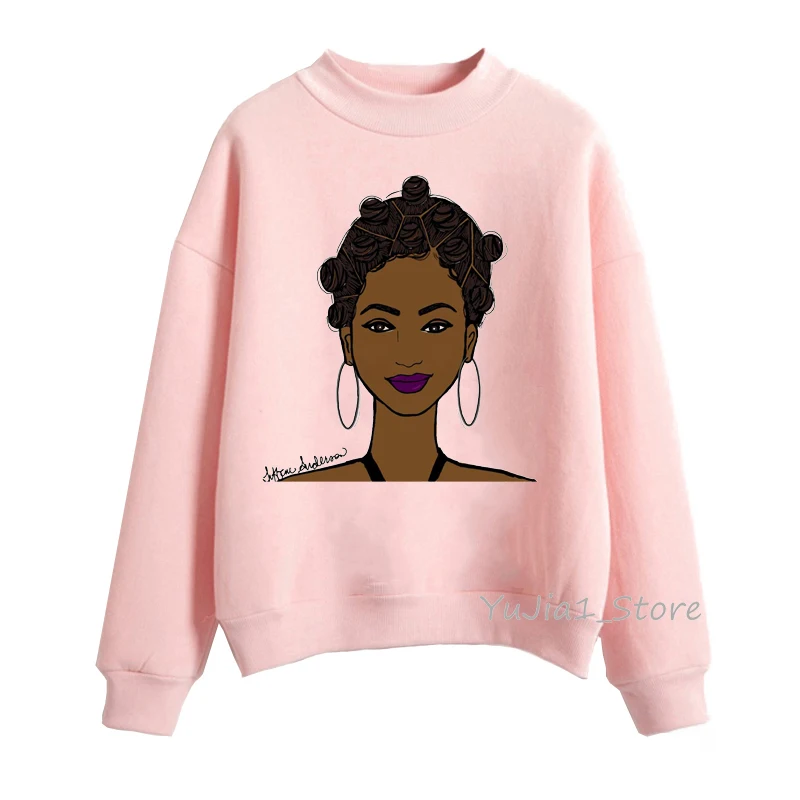 Sudaderas para mujer Melanin Poppin толстовки черный Африканский каваи девушка печатных Melanin Poppin розовый уличная одежда Рождественский подарок