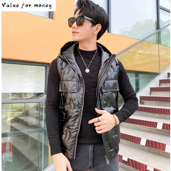 

han It's edition men's new winter contracted male thin down vest coat net edition white duck down vest