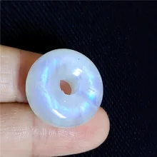 Естественный синий свет лунный камень драгоценный камень 21x9 мм женские вечерние Подвески Круглый пончик подарок кристалл исцеление AAAAA